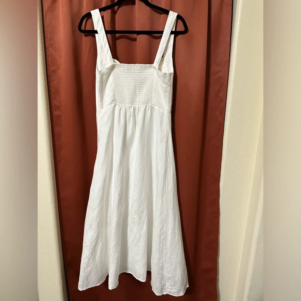 ASTR Estella Corset Midi Dress White Linen Slit Womens Size Medium - Picture 8 of 13